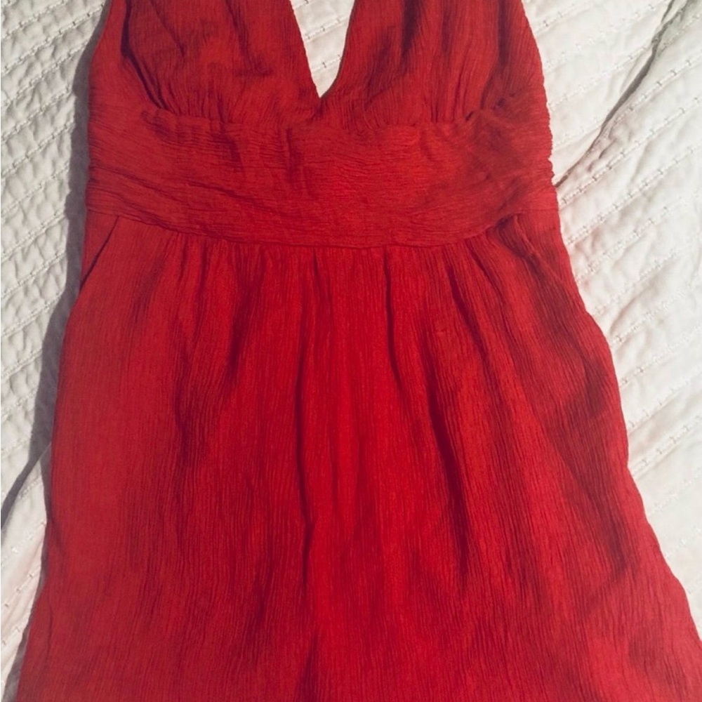 Red shorts romper